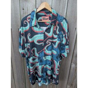 MrStrangles Aloha Hawaiian Shirt Tropical Black XL Short Sleeve Skull Octopus